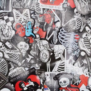 25 Skelett Liebes Sticker | Horror Halloween Sticker Aufkleber Set | Black Dark Death Emo Goth Liebhaber | Laptop Knochen unheimlich