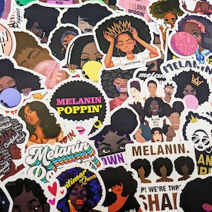Sticker Set Black Girl | Afro Puffs Black Queen | Melanin Popping | Black Queen BLM | Black Lives Matter | Afro Hair Puff |  Vinyl Aufkleber