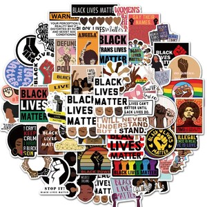 Paquete de 25 pegatinas Black Lives Matter | Huelga de demostración | LUCHA| Sin justicia no hay paz BLM | Adhesivo de vinilo resistente al agua | Puño de pelea negro