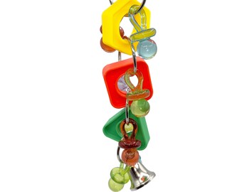 1007 Nutty Pacifier - Durable Colorful Interactive Hanging Toy, Smooth Big Plastic Nuts, Acrylic Pacifier, Metal Bell, Enticing, Wiggles