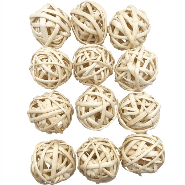 5011 Small Natural Chew Balls Pk1 Pk2 PK3 PK6 PK12 M&M Bird Toys - Natural Woven Bamboo Shreddable Chewable Balls, Great for all breeds