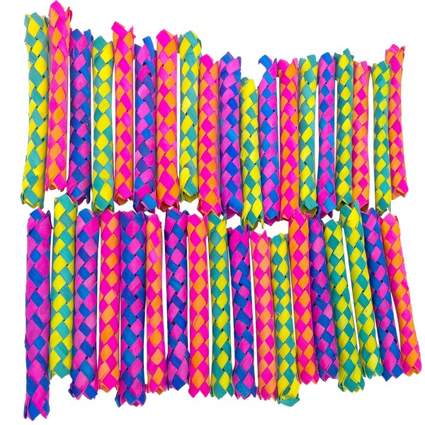 5520 Rainbow Bamboo Chewers M&M Bird Toys - Natural Foraging Foot Toy, Easy to Shred, Lightweight, Add to Toys and the Cage, Bright Colors