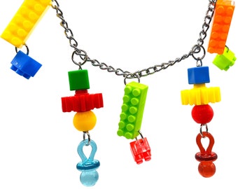 1003 Bird Block Puller - Handcrafted by Mai, Colorful Interesting Pullable Parts, Interesting for Beaks and Feet, Versatile Hanging Options