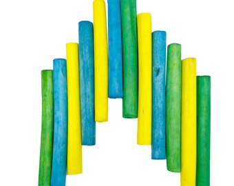 5515 Skinny Rainbow Sola Logs - Handcut Sola Wood Colorful Foot Toys, Chewable, Breakable, Delightful for Small Pet Birds, Lightweight