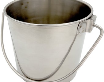 3101 1 Quart Stainless Steel Bucket - Round Top Durable Bucket with Large Swinging Handle, Carry Food Liquid, Long Lasting Stainless Steel