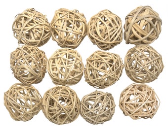 5054 Medium Natural Vine Balls - Handwoven Natural Foot Toys Spheres, Easy to Stuff, Chewing Foraging Fun, Great for Small to Med Pet Birds