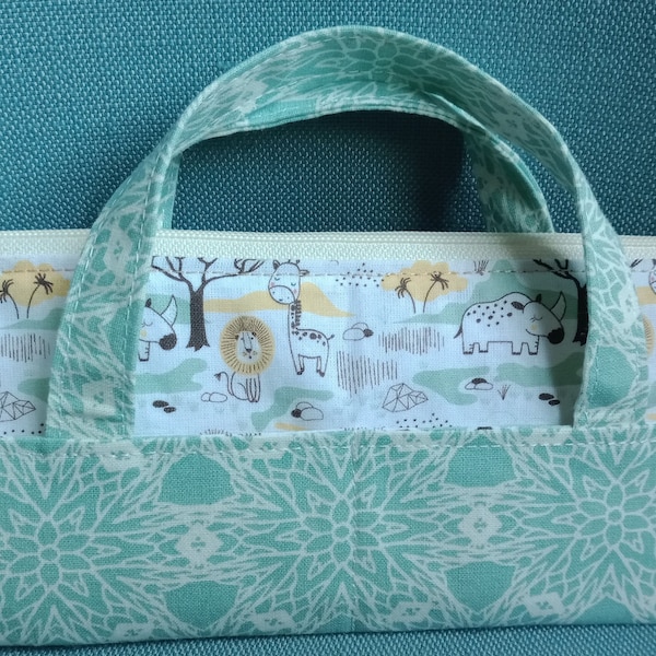 Trousse d'école ou de couture - motif animaux de la savane