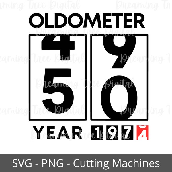 Oldometer 1974 SVG, funny 50th birthday, turning 50 svg, Instant download