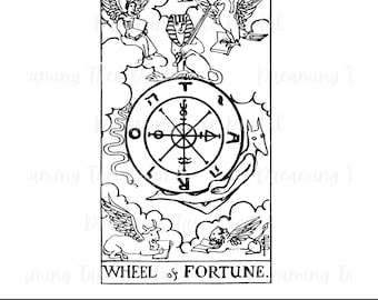 Wheel of Fortune Tarot Card SVG, tarot PNG, Instant Download