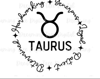 Taurus zodiac sign SVG, zodiac svg, Taurus gift, Instant Download