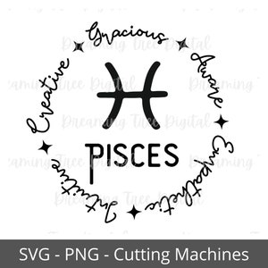 Pisces zodiac sign SVG, zodiac svg, Pisces gift, Instant Download