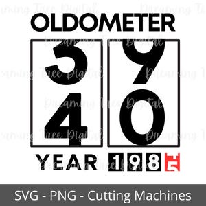 Oldometer 1985 SVG, divertente 40° compleanno, compimento dei 40 anni svg, download immediato