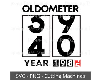 Oldometer 1985 SVG, funny 40th birthday, turning 40 svg, Instant download