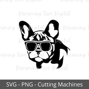 Bulldog with Sunglasses SVG, Frenchie SVG PNG, digital cut files, Instant Download