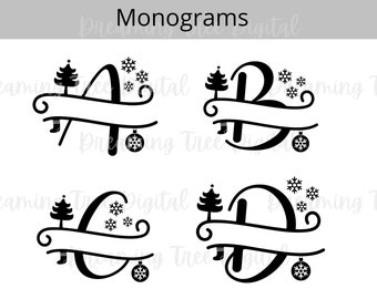 Christmas Split Monogram SVG, Full Alphabet, family Christmas SVG, personalized Christmas gifts, Instant Download