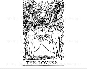 The Lovers Tarot Card SVG, tarot PNG, Instant Download