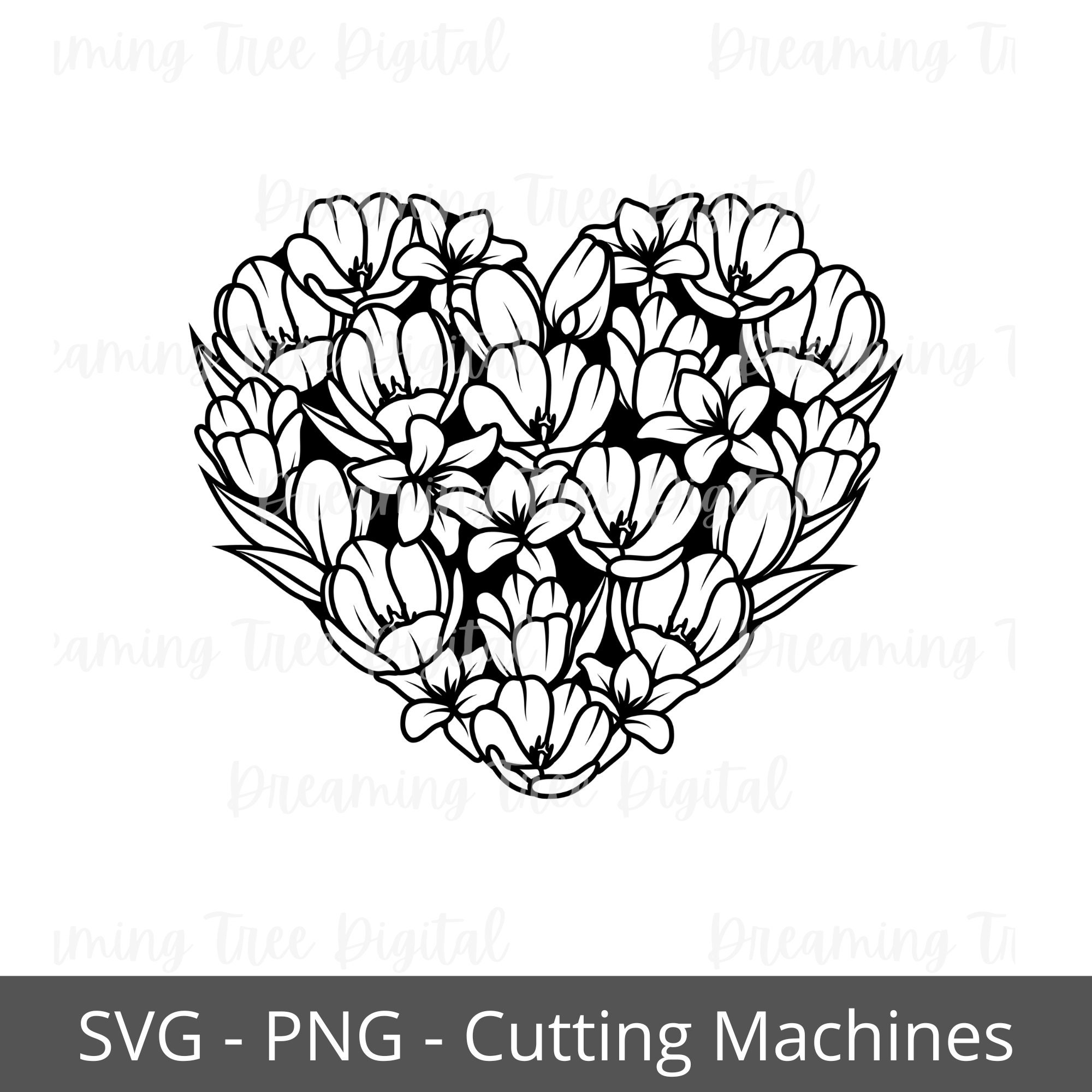 Floral Heart SVG, Floral Svg, Digital Cut Files, Instant Download - Etsy