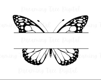 Butterfly Split Monogram SVG, Butterfly PNG, Butterflies SVG, Butterfly cut file