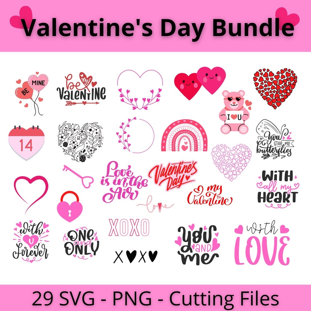 Valentines SVG Bundle, Valentines Day Svg, Digital Cut Files, Instant ...