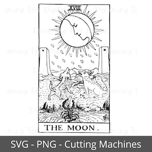 A carta de tarô da lua SVG, tarô PNG, download instantâneo
