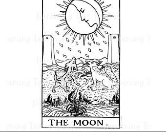 The Moon Tarot Card SVG, tarot PNG, Instant Download