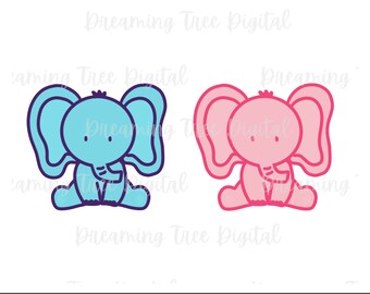 Baby Elephant SVG, Two unique files, baby elephant PNG, elephant SVG, instant download