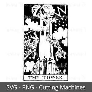 The Tower Tarot Card SVG, tarot PNG, Instant Download