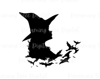 Witch with Crows, witchy SVG, crow svg, digital cut files, Instant Download