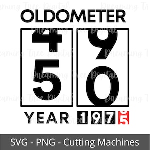 Oldometer 1975 SVG, lustiger 50.Geburtstag, 50 Jahre Geburtstag, Sofortdownload