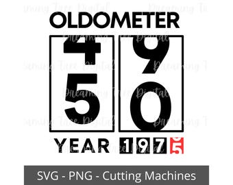 Oldometer 1975 SVG, funny 50th birthday, turning 50 svg, Instant download