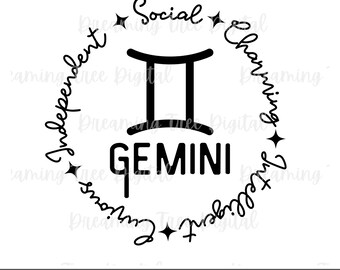 Gemini zodiac sign SVG, zodiac svg, Gemini gift, Instant Download