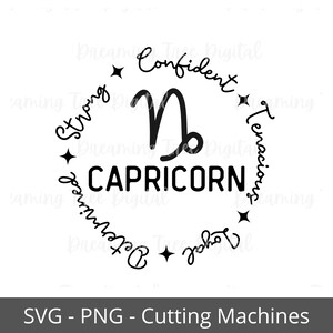 Capricornio signo zodiacal SVG, zodiaco svg, regalo capricornio, descarga instantánea