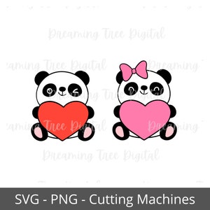 Panda set SVG, Twee unieke bestanden, baby panda PNG, panda SVG, instant download