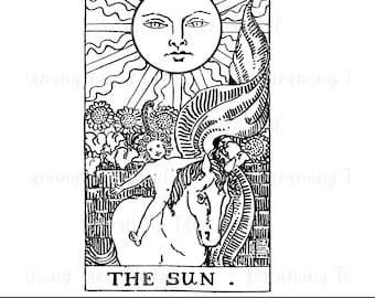 The Sun Tarot Card SVG, tarot PNG, Instant Download
