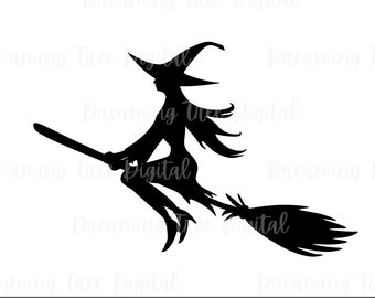 Witch on broomstick, witchy SVG, witch svg, digital cut files, Instant Download