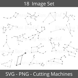 Dierenriem sterrenbeelden SVG bundel, astronomie SVG, astrologie SVG, dierenriem PNG, sterren gesneden bestand