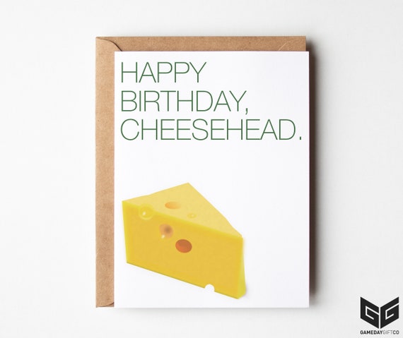 Happy Birthday Cheesehead. Fooball Greeting Card W/ - Etsy