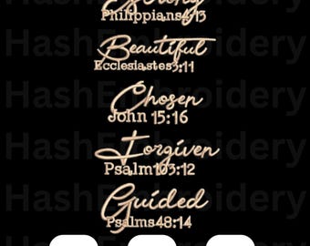 Religious embroidery designs, bible verse machine digital embroidery designs, christian quote embroidery file, instant download