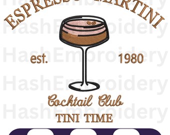 ricami per cocktail club, ricami Tini Time, ricami a macchina per amanti delle bevande, download istantaneo, PES, DST e EMB