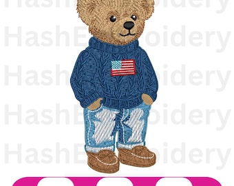 Winter Teddy Bear Embroidery Design, Teddy Machine Embroidery, DST, EMB & PES