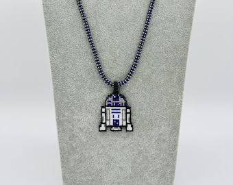 R2 and Darth beaded pendant necklace
