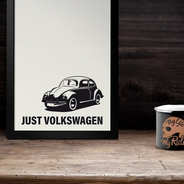 Poster KÄFER, Volkswagen SCHWARZ/WEISS