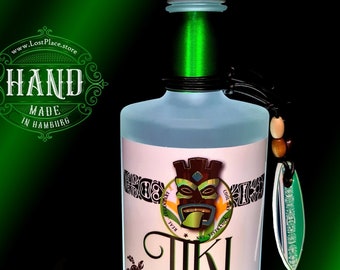 GIN bottle / Legendary TIKI GIN, Maori, Hawaii decorative bottle LED or soap dispenser optional