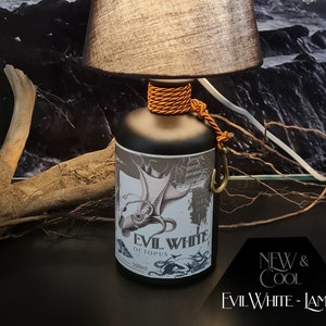 Table lamp bottle lamp Evil White gin bottle, anchor upcycling table lamp / DIY / handmade great design, gift idea hook pendant