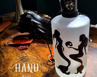 Seifenspender GIN Flasche  oder Dekoflasche mit Led oder Seifenspender optional Dark Mermaid