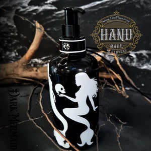 Soap dispenser Pet Hand Soap Dark Mermaid SOAP, SOAP dispenser, mermaids with skull, skull, optionally also as gift bundle BLACK image 1