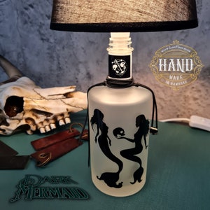 Table Lamp GIN Bottle / LAMP, Upcycling Table Lamp / DIY / Bottle Lamp handmade great design, gift idea Dark Mermaid black