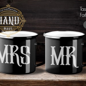 Enamel cups / couple cup, MR & MRS image 1