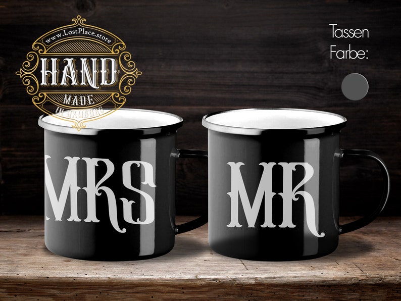 Enamel cups / couple cup, MR & MRS image 1