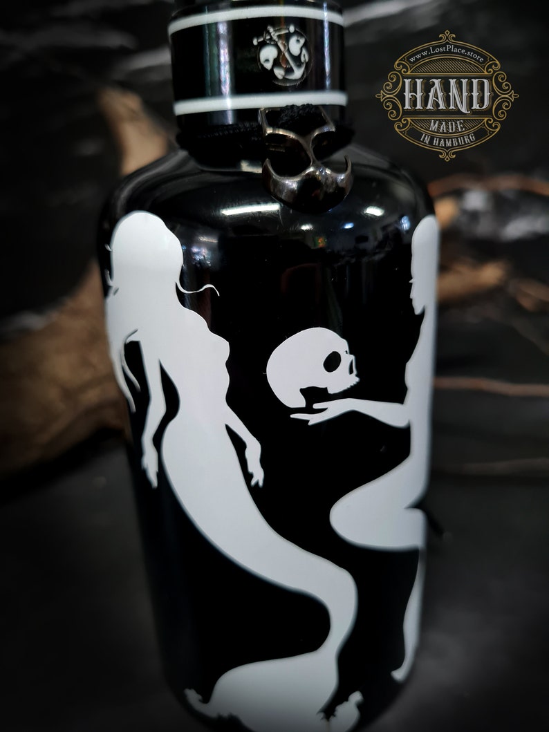 Soap dispenser Pet Hand Soap Dark Mermaid SOAP, SOAP dispenser, mermaids with skull, skull, optionally also as gift bundle BLACK image 2